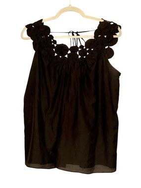 Aryn Gray Black Rosette Flower Trim Detail Cotton Lined